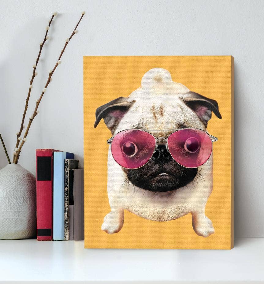 Pretty In Pink Pug - Canvas Wall Art