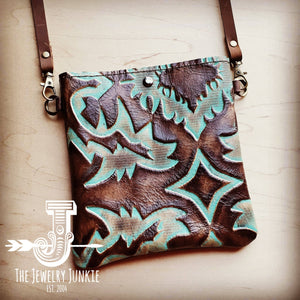 Crossbody Handbag with Turquoise Laredo Leather 504a