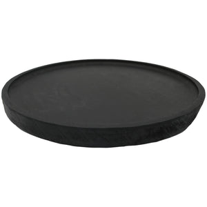 Black Large Round Wood Tray -