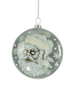 Load image into Gallery viewer, Grey Hanging Santa Head Round Ornament
