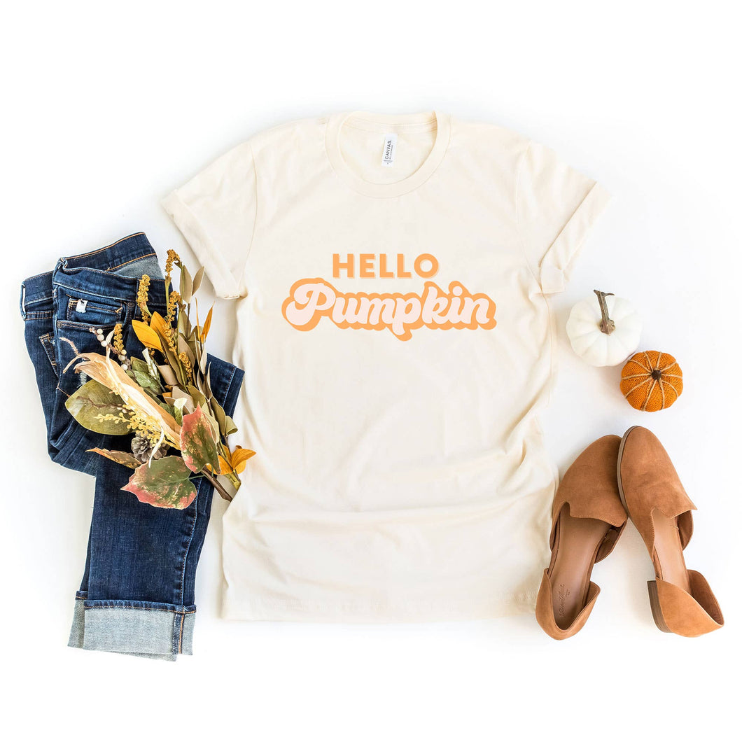 Retro Hello Pumpkin Short Sleeve Graphic Tee