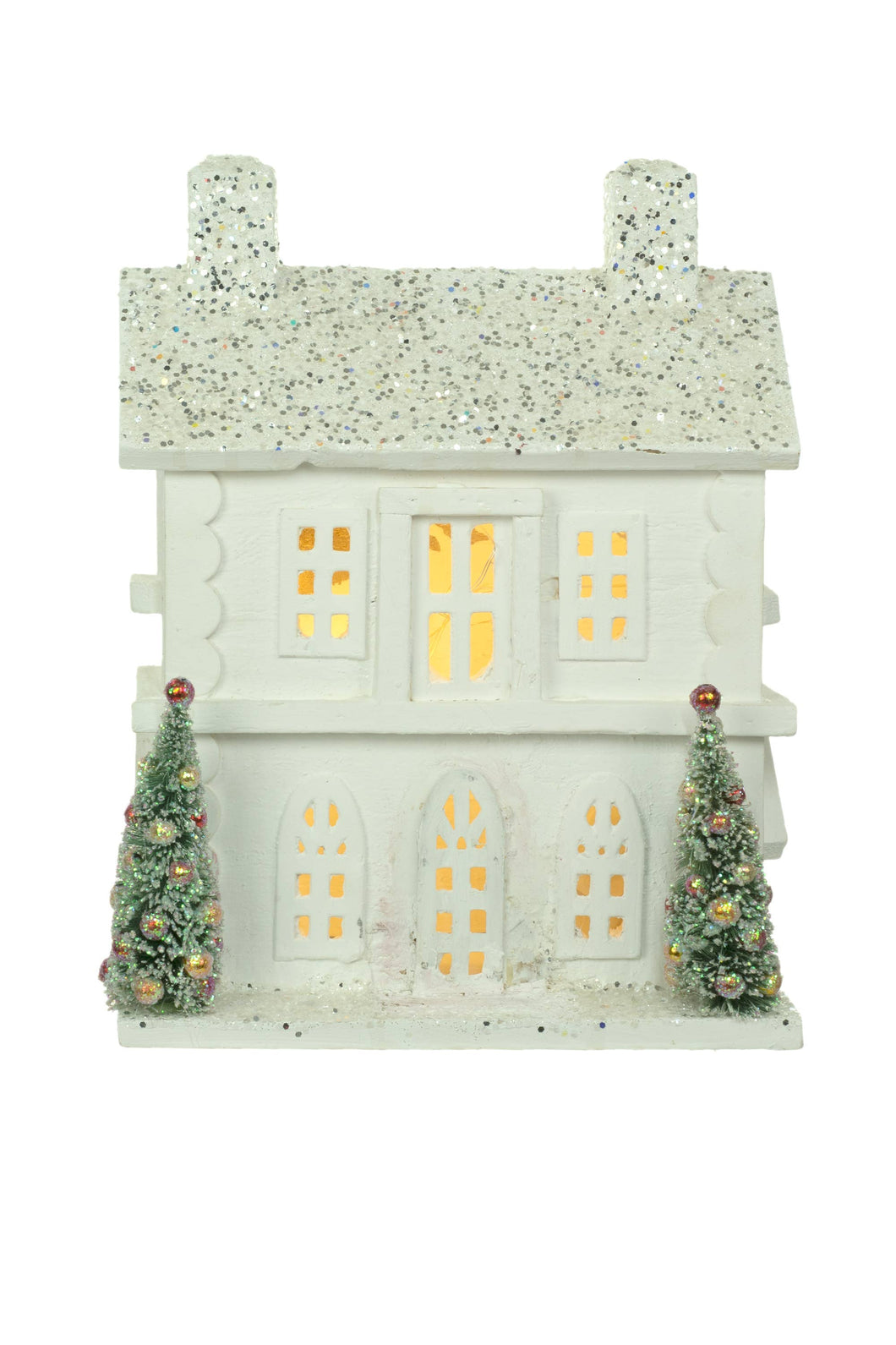 White Tabletop Two-Story Lighted House