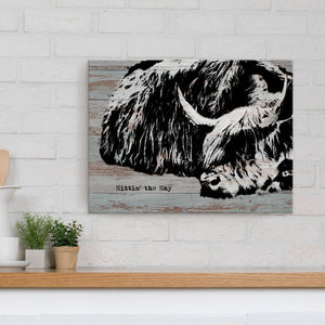 Hittin' the Hay' Farmhouse Wrapped Canvas Animal Wall Art