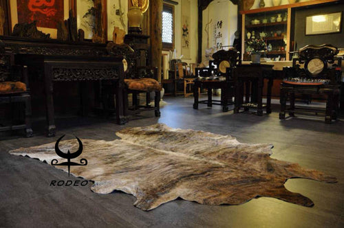 Brazilian Exotic Brindle Cowhide Rug Large - GoldenLadderInteriors