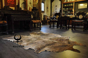 Brazilian Exotic Brindle Cowhide Rug Large - GoldenLadderInteriors
