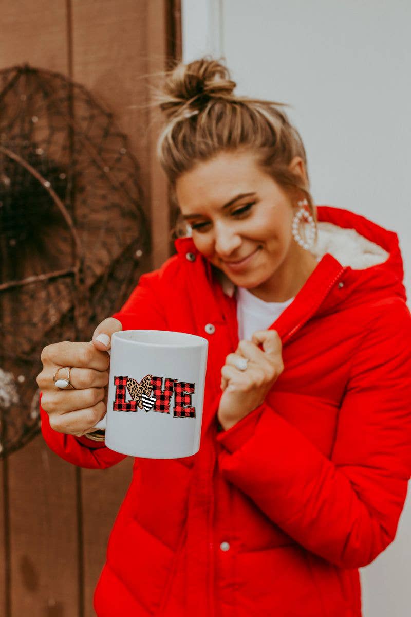 Love Plaid Hearts - Valentines Day Coffee Mug