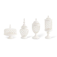 Load image into Gallery viewer, White Ceramic Filigree Cylinder Shaped Containers
