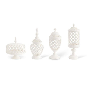 White Ceramic Filigree Cylinder Shaped Containers