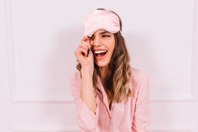 Load image into Gallery viewer, Lemon Lavender Silky Satin Eye Mask &amp; Scrunchie Set
