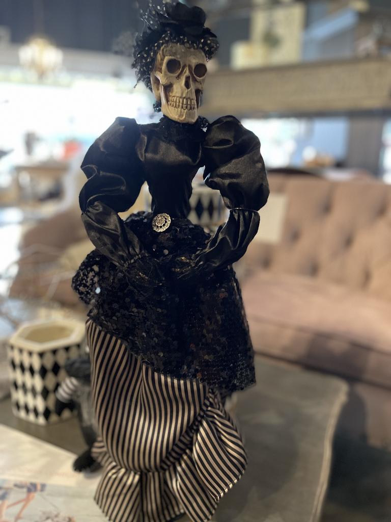 Skeleton w/black Satin Dress