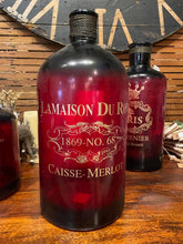 Load image into Gallery viewer, Red Transparent Bottle Vases w/Script
