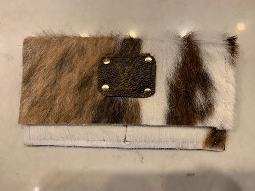 White & Brown Hide Wallet - GoldenLadderInteriors