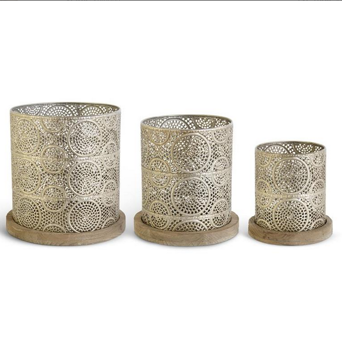 Champagne Punched Metal Nesting Baskets - 17590A