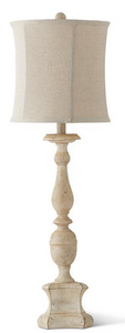 34 Inch Distressed White Lamp w/White Shade 14026A