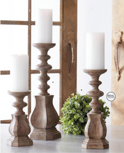 Load image into Gallery viewer, Assorted Tan Distressed Resin Taper/Pillar Candlesticks 17400A
