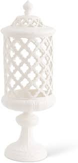 White Ceramic Filigree Cylinder Shaped Containers