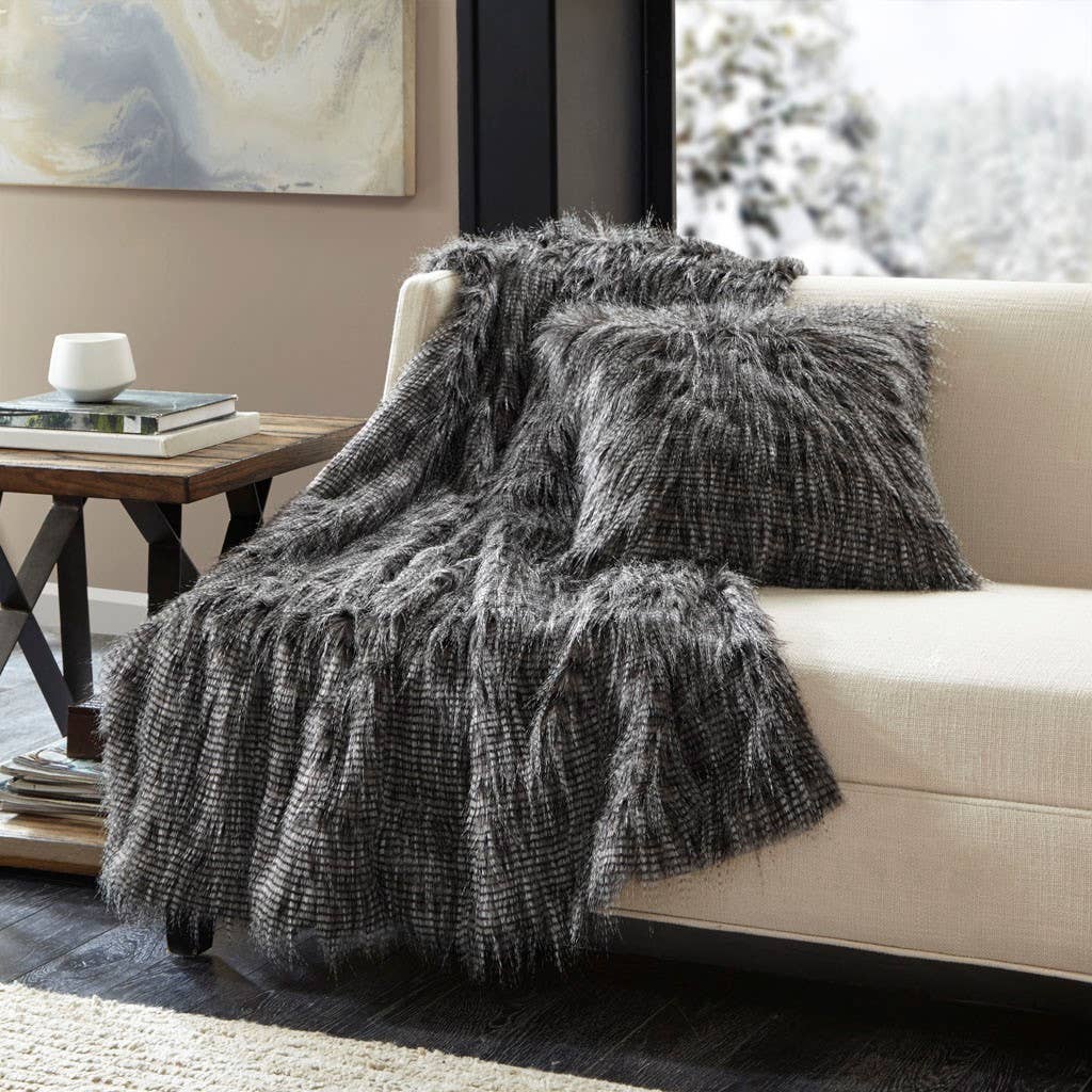 Long Faux Fur Throw Blanket
