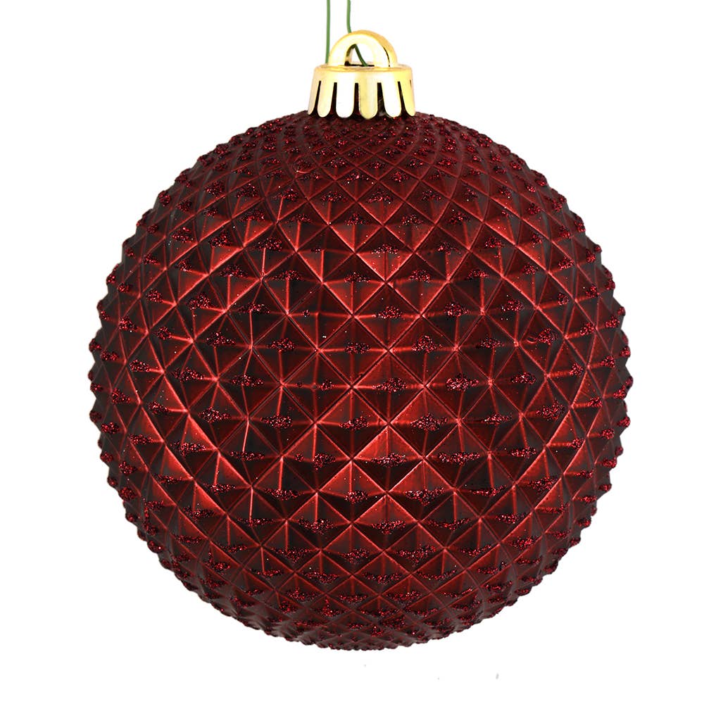 Burgundy Glitter Ball Ornament