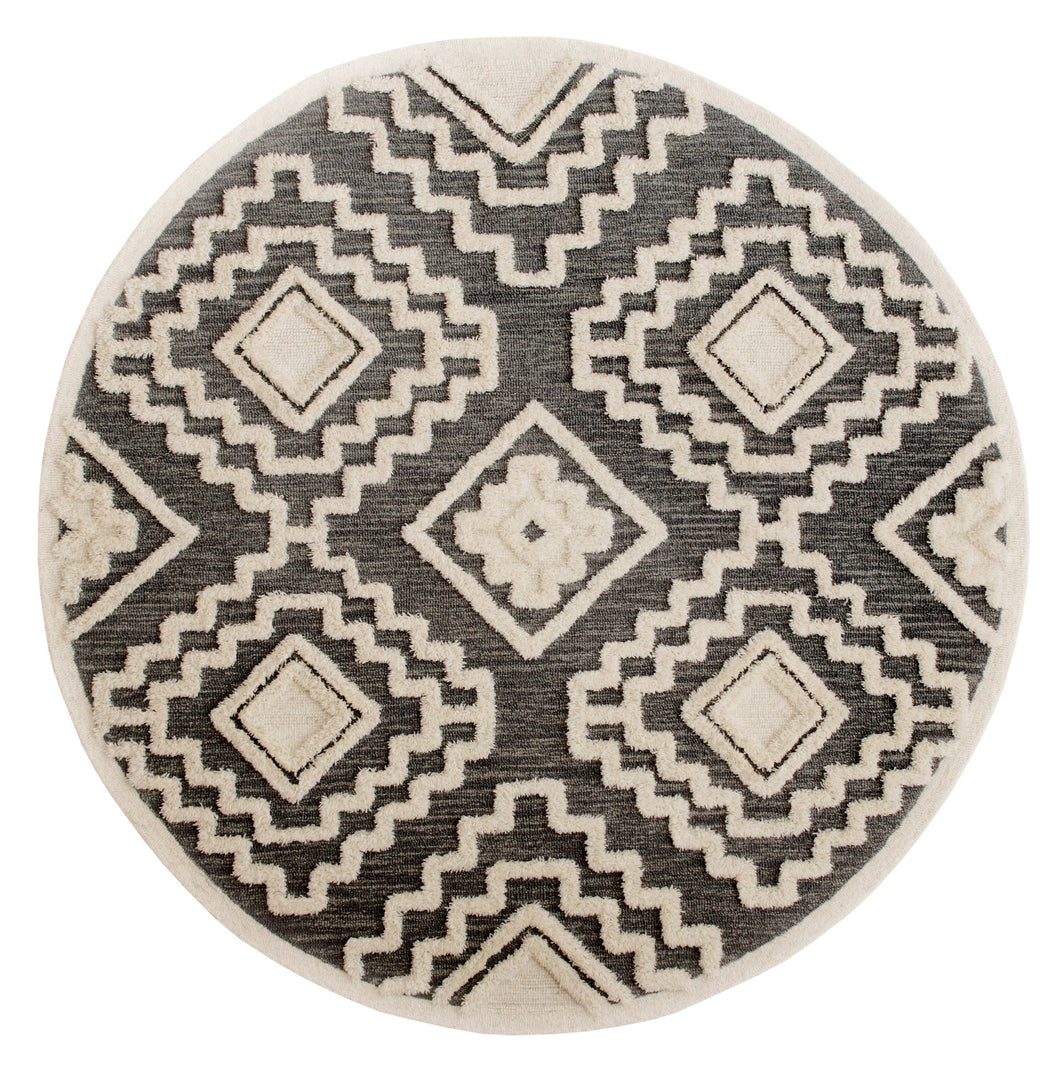 Contemporary Tufted Scandinavian Round Rug - Gray/Cream