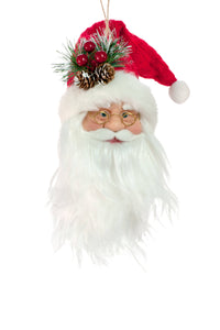 Red Hanging Santa Head Ornament