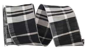 Black & White  Plaid Ribbon