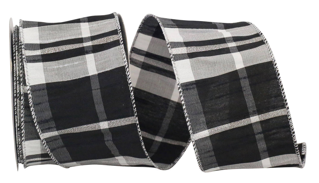 Black & White  Plaid Ribbon