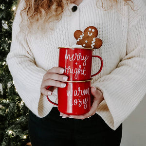 Red Campfire Coffee Mugs -Two Styles - Merry & Bright, Warm-Cozy