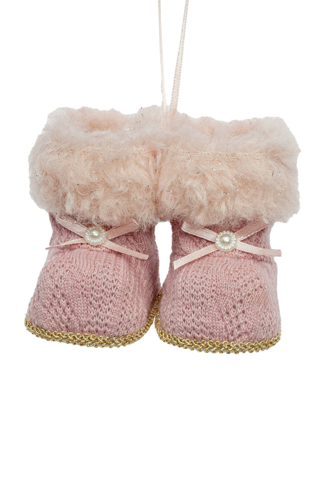 Baby Pink Knit Boots - Ornament