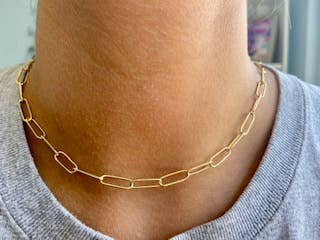 Paper Clip Link Necklace / Chain Link Necklace - GoldenLadderInteriors
