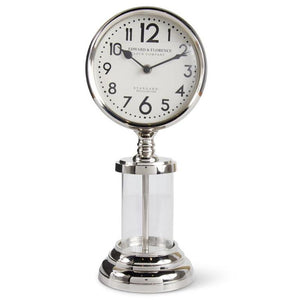 15 Inch Polished Silver Vintage Gas Pump Clock  Item #: 15744B