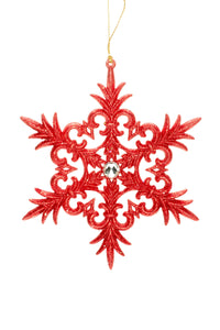 Red Hanging Snowflake Ornament