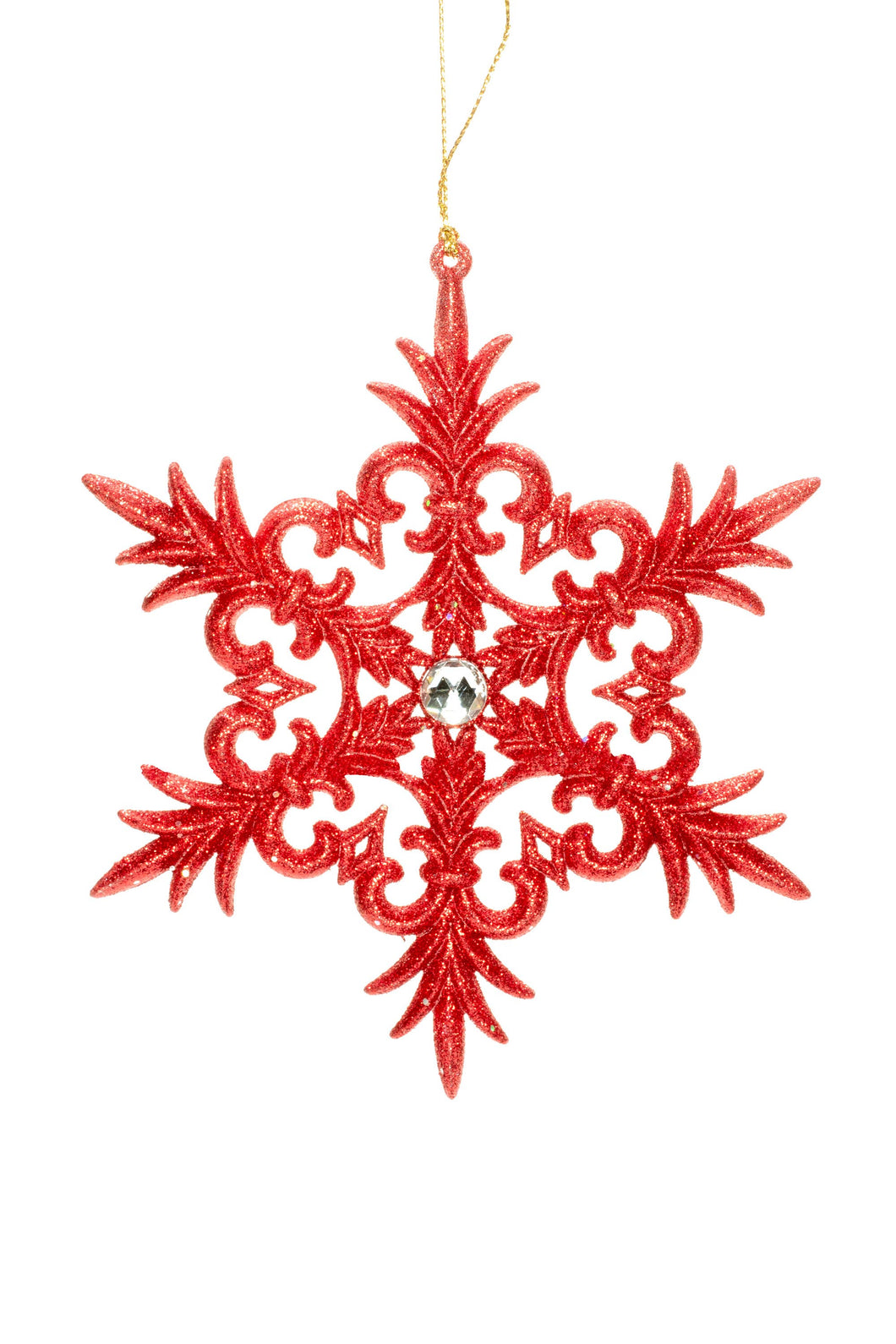 Red Hanging Snowflake Ornament