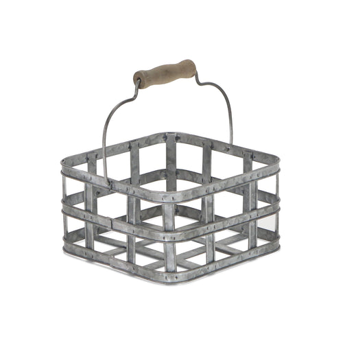 Square Metal Slatted Caddy - GoldenLadderInteriors