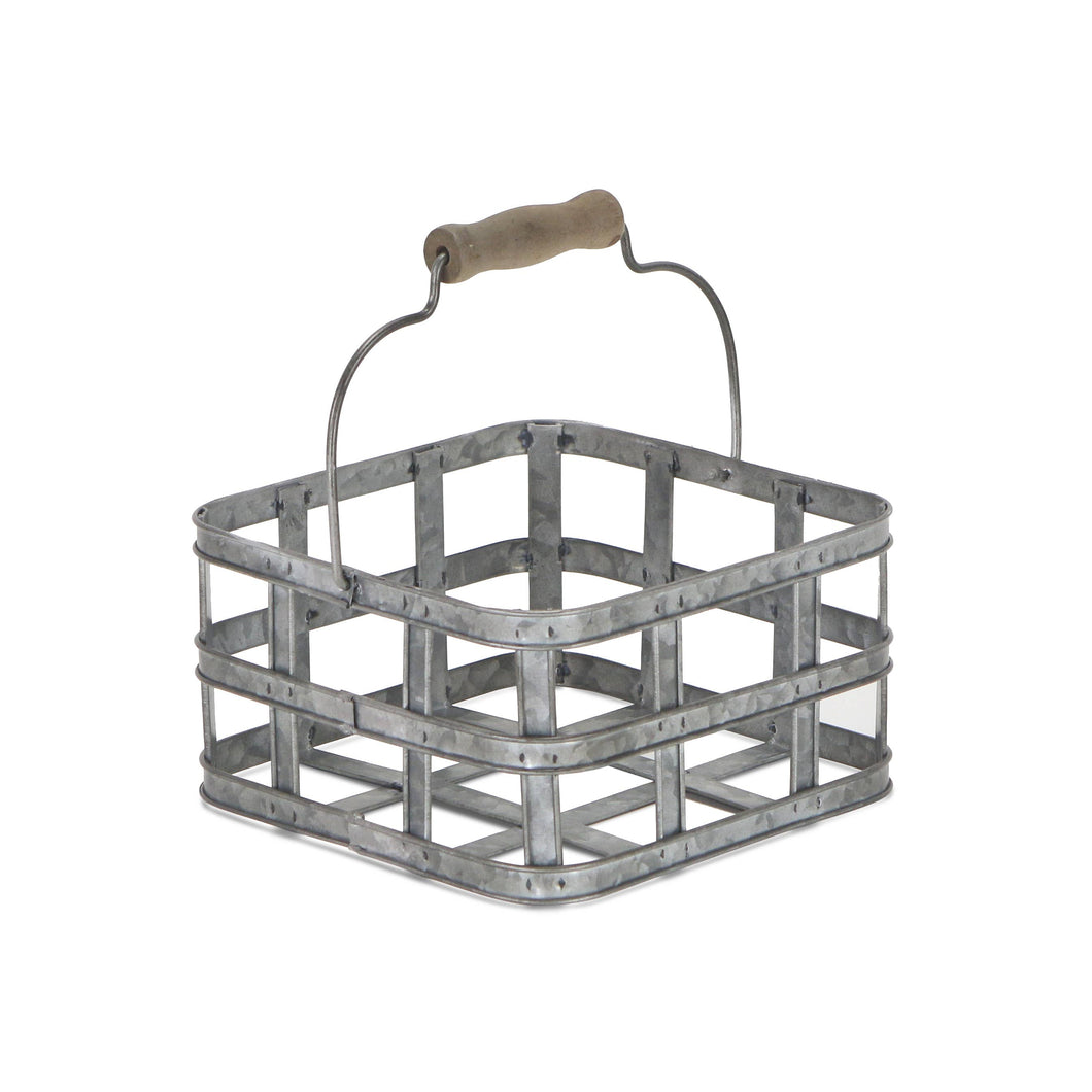 Square Metal Slatted Caddy - GoldenLadderInteriors