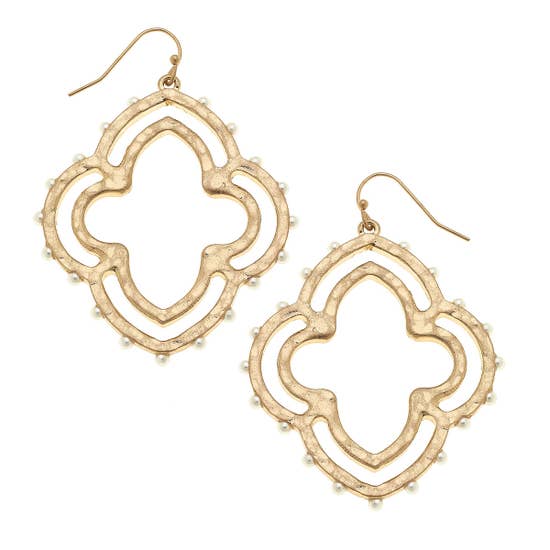 Harmony Quatrefoil Earrings in Ivory Pearl - GoldenLadderInteriors