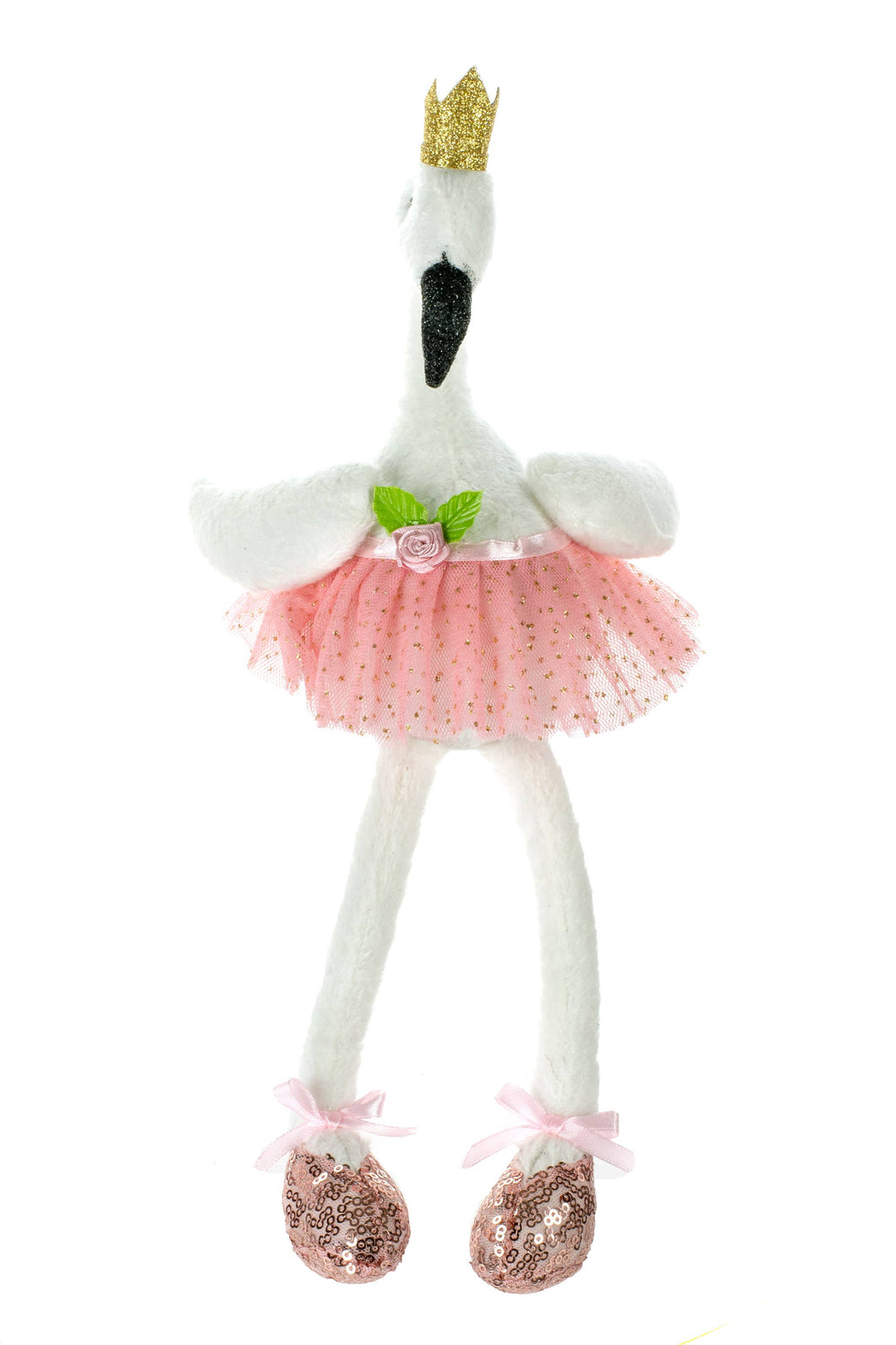 White Sitting Princess Flamingo Ornament