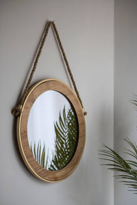 Round Wood Wall Mirror