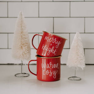 Red Campfire Coffee Mugs -Two Styles - Merry & Bright, Warm-Cozy