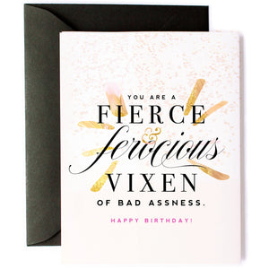 You are a Fierce & Ferocious Vixen - Funny & Stylish Birthday Card