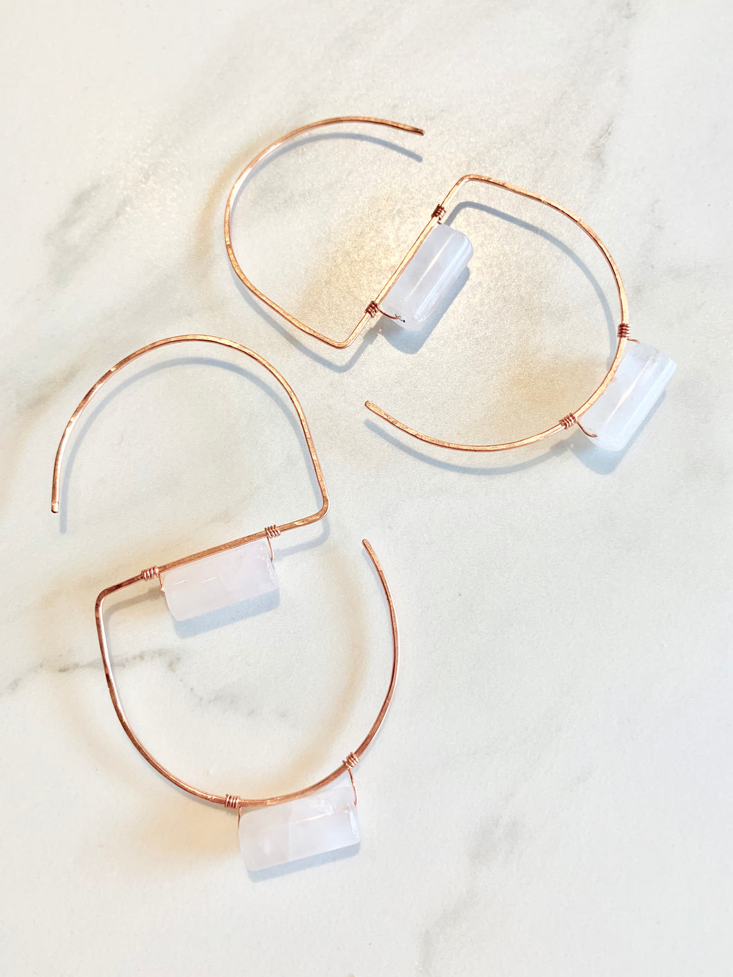 Dangle Gold Earrings with Clear/White Stone - GoldenLadderInteriors