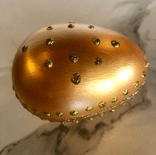 Load image into Gallery viewer, Glass Painted Embellished Egg - GoldenLadderInteriors
