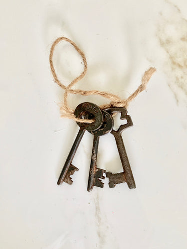 Vintage Keys, set of 3 - GoldenLadderInteriors