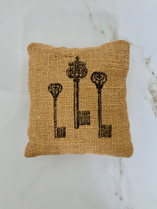 Key Burlap Pillow - GoldenLadderInteriors