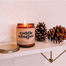 Load image into Gallery viewer, Candle Amber jar - Many scents- Caramel Apple, Chai Latte, Cuddle Weather, Fall Vibes, Hello Pumpkin

