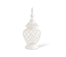 Load image into Gallery viewer, White Ceramic Filigree Cylinder Shaped Containers
