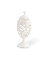 Load image into Gallery viewer, White Ceramic Filigree Cylinder Shaped Containers
