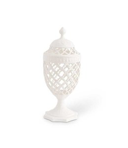 White Ceramic Filigree Cylinder Shaped Containers