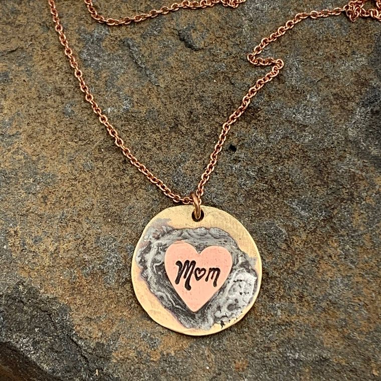 Handmade Mom Heart Rose Gold Necklace