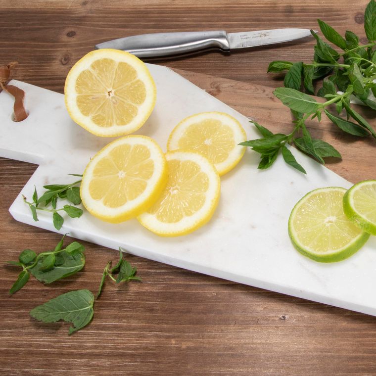 White Marble Wood Cutting Board Lg - GoldenLadderInteriors