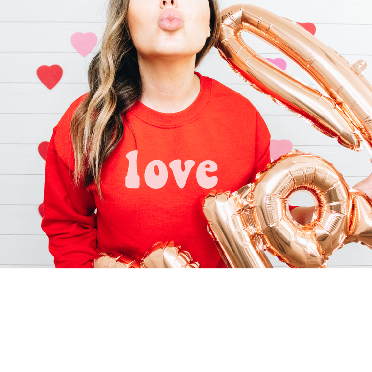 Love Retro Style Valentine Sweatshirt